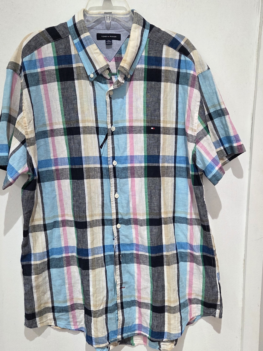 Tommy Hilfiger Men’s Short Sleeve Plaid Dress Shirt - Multi